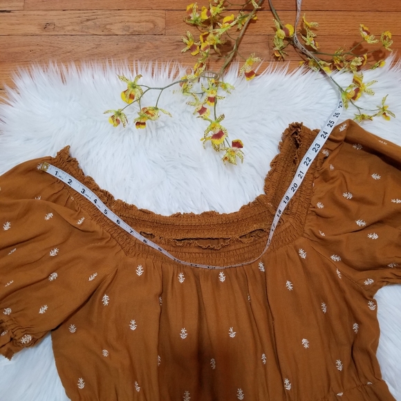 OLD NAVY Boho Off Shoulder Dress Color Ocher SIZE L TALL. - Picture 16 of 17
